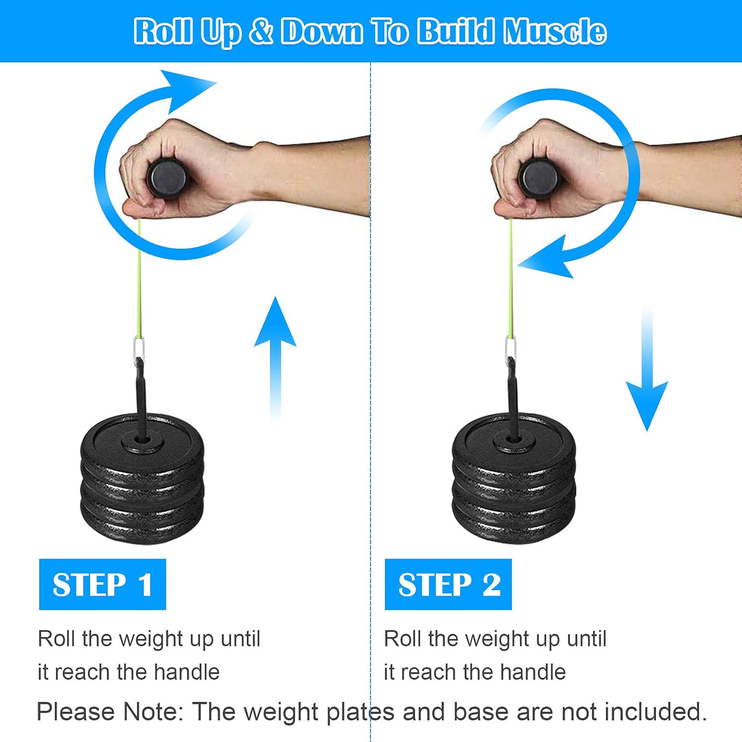 XonyiCos Forearm Wrist Roller Fitness Blaster, Arm Exerciser Wrist Trainer, Forearm Muscle Strength Workouts Tools, Weight Bearing Rope Roller Equipment with Non Slip Cushion, Rope for Dumbbells : Sports & Outdoors