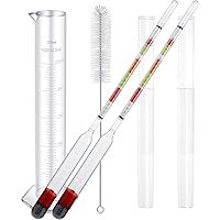 4 Pieces Scale Hydrometer and Test Jar Combo Include 2 Scale Hydrometer with Storage Bag and 250 ml Plastic Cylinder…