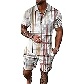 BUNDMAN Men’s short sets outfits 2 piece Summer Tracksuit Short Sleeve Polo men's shirt and short sets summer outfits for men