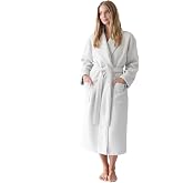 Cozy Earth Waffle Bath Robe, Lightweight Spa Robe with Pockets | Dual-Sided Waffle Weave and Ribbed Terry, 60% Soft Cotton and 40% Viscose from Bamboo Blend