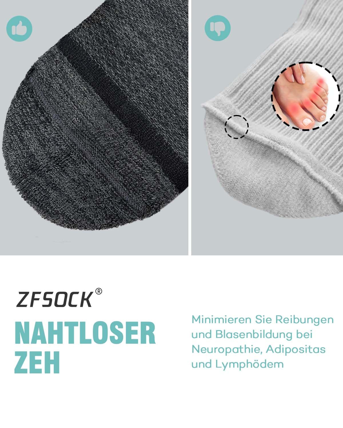 ZFSOCK Diabetiker Socken Herren Damen: Diabetikersocken ohne Gummibund und Naht Bambus Atmungsaktive Extra Weite Gesundheitssocken für Geschwollene Füße Schwangere Senioren 43-46 Schwarz 5 Paar 3