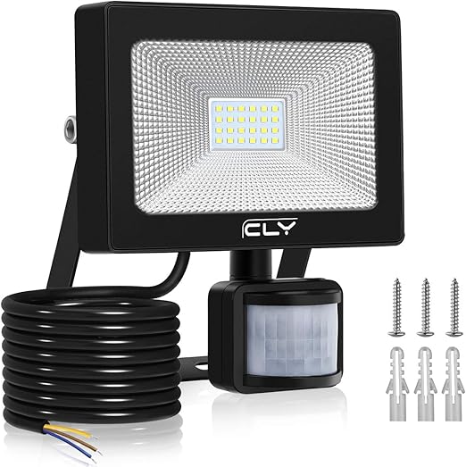 CLY LED Floodlight, 20W Security Lights with PIR Sensor, 2000 Lumen