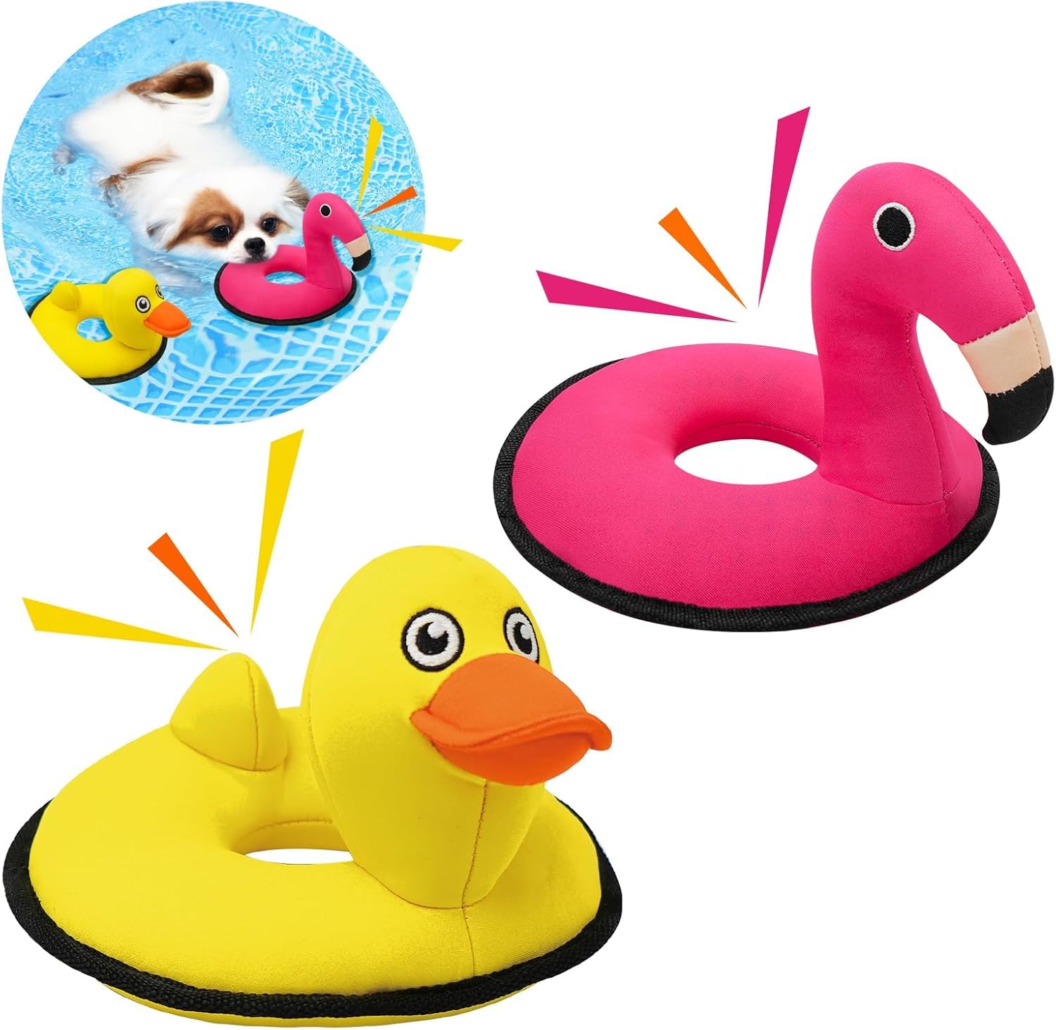 Photo 1 of Lepawit Squeaky Dog Toys, Floating Dog Toys for Indoor or Outward Play, Swim Ring Design Interactive Dog Gifts for Small and Medium Dogs - 2pack