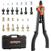 VEVOR Rivet Nut Tool Kit, 17-Inch Rivnut Tool Kit, with 13 Mandrels and 130 Nuts, Metric and SAE Size M3, M4, M5, M6, M8, M10, M12, 1/2-13, 8-32, 10-24, 1/4-20, 5/16-18, 3/8-16 UNC, a Carrying Case