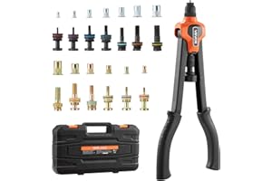 VEVOR Rivet Nut Tool Kit, 17-Inch Rivnut Tool Kit, with 13 Mandrels and 130 Nuts, Metric and SAE Size M3, M4, M5, M6, M8, M10