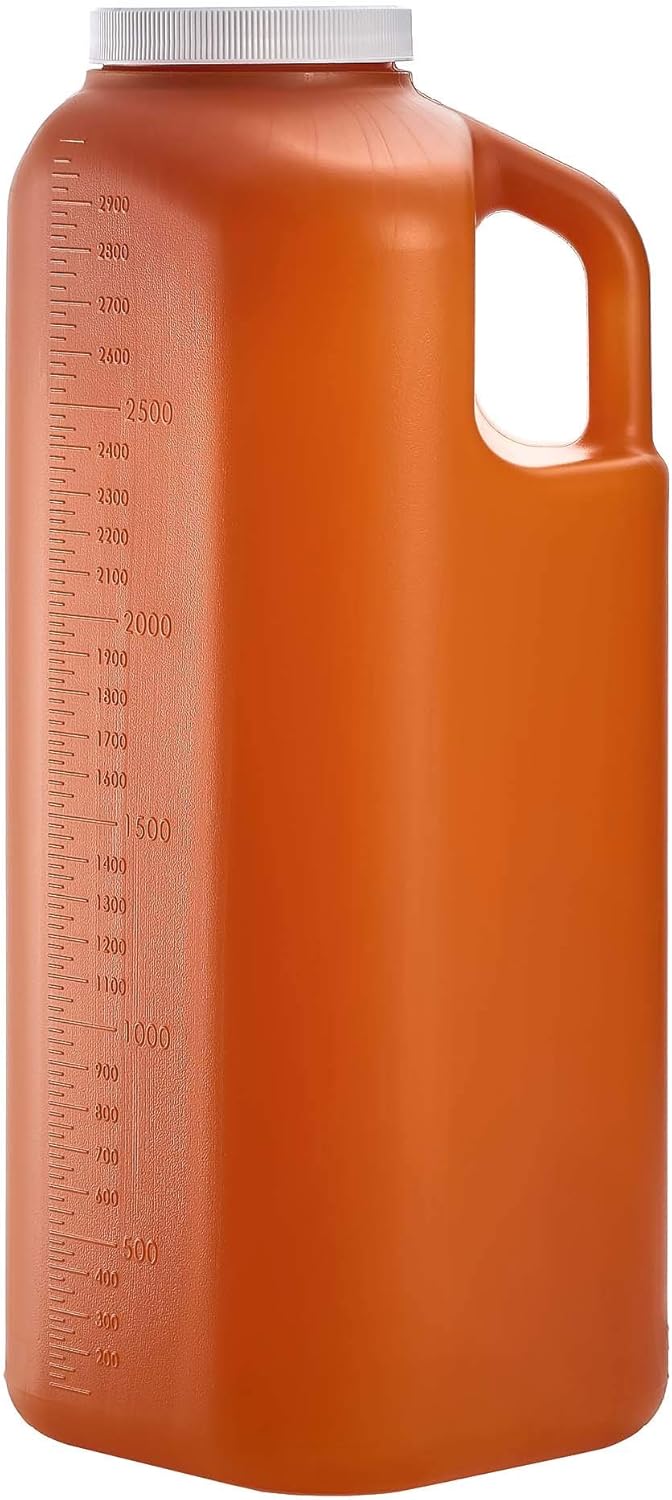 Large Male Urinal with Leak Proof Screw Cap Lid (3000 mL or 101 oz.) (Amber Color): Health & Personal Care