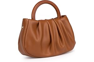 Milan Chiva Cloud Bag Mini Top Handbag Dumpling Clutch Purses with Wooden Handle and Removable Strap