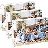 NICELINK 4x6 Acrylic Picture Frame 3 Pack, 20mm Clear Thickness Frameless Magnetic Double Sided Display, Plastic Table Top Photo Sign Holder, Table Paper Stand for Desktop Display, Stores