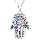 WINNICACA Valentines Day Gifts for Her Hamsa Necklace for Women 925 sterling silver Hamsa Hand of Fatima Necklace Abalone Shell Protection Jewelry Gifts for Women Wife Mom