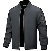 WULFUL Men's Bomber Jacket Lightweight Casual Windbreaker Zip Up Coat with Pocket