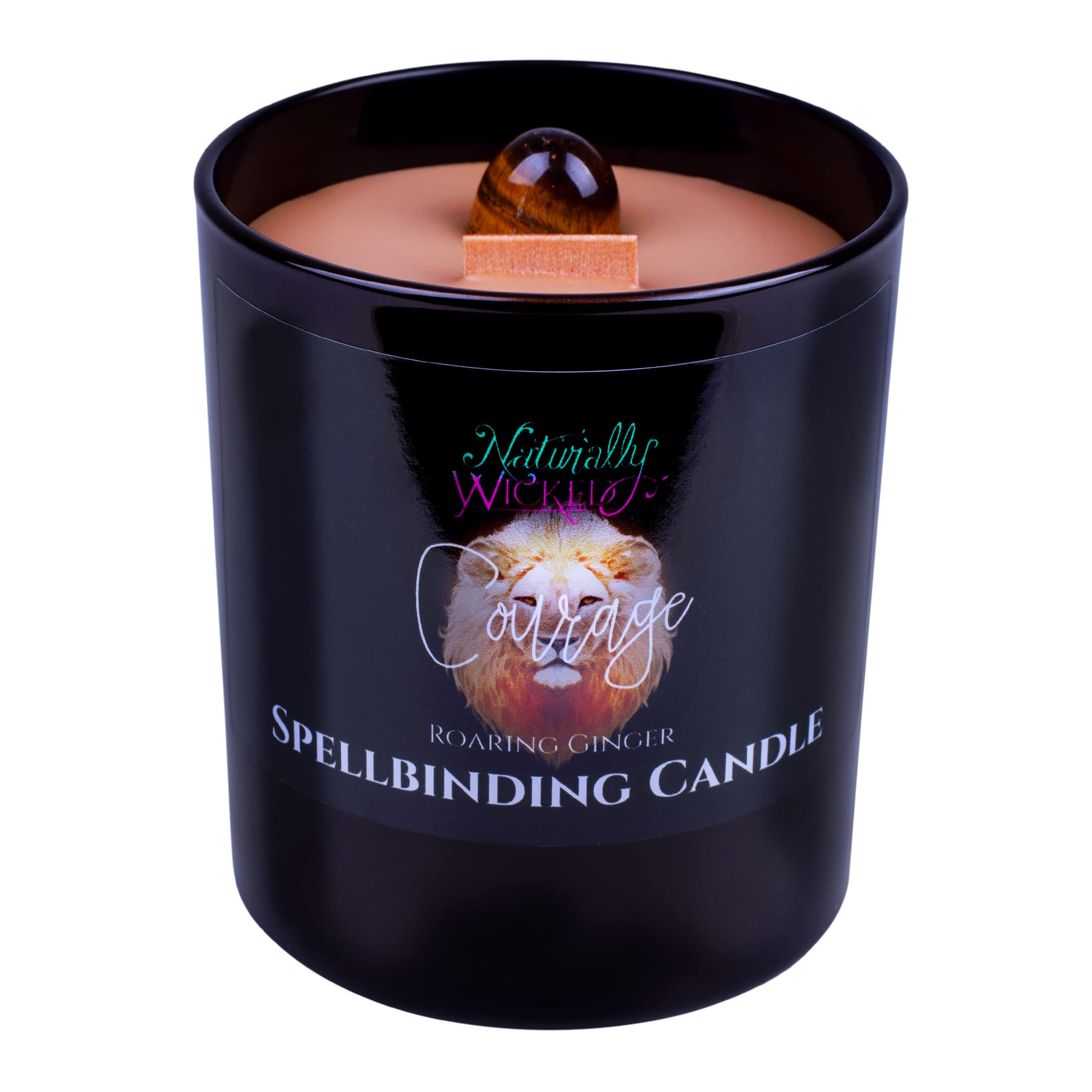 Naturally Wicked Spellbinding Courage Candle | Crystal Spell Candle | Scented with Roaring Ginger | Inc Unique Candle Gift Box