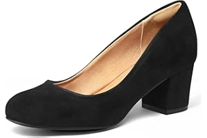 mysoft Women's Pumps Low Chunky Block Heel Round Toe Comfortable Dress Shoes