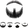 CTRLALT Fake Beard 100% Human Hair Full Hand Tied Lace Fake Mustache Goatee Realistic Makeup for Halloween or Other Funny Cosplay Costume Party(black)