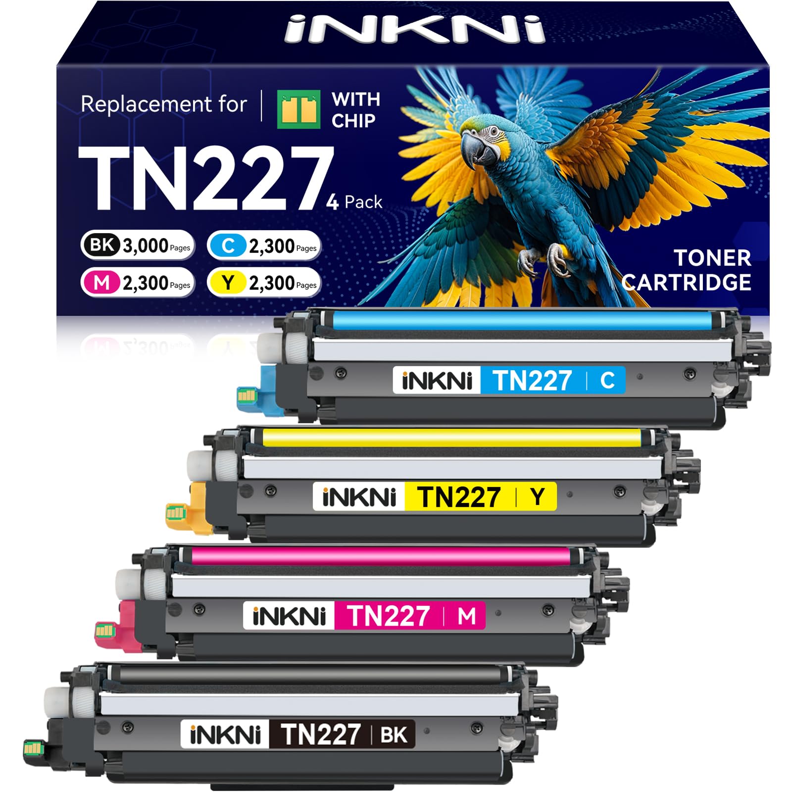 Photo 1 of ***cyan opened*** TN227 high yield toner cartridge 4 pack(with chip) Compatible Replacement for brother tn227 tn227bk tn223 tn-227 tn-227bk toner for HL-L3270CDW MFC-L3770CDW MFC-L3710CW HL-L3290CDW MFC-L3750CDW Prints
