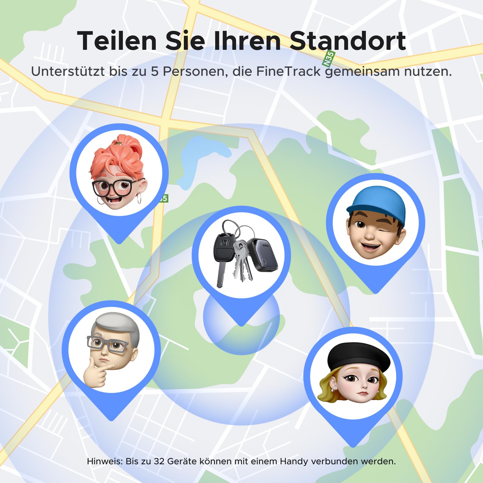 UGREEN Finetrack 4er Pack unterstützt USB C Aufladen, Bluetooth Tracker kompatibel mit Apple Find My (nur iOS), Smarttag bis zu 12 Monate Akkulaufzeit, Finder für Schlüssel, Koffer, Pass 8