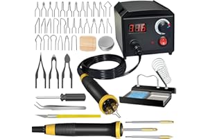 FIRElood Wood Burning Tool, Wood Burner kit Pen 200~750℃, Wood Burning kit with Digital Thermometer Temperature Adjustable Temperature, 2 pyrographic Wood Burning pens, 36 Wood Burning Pen Tips
