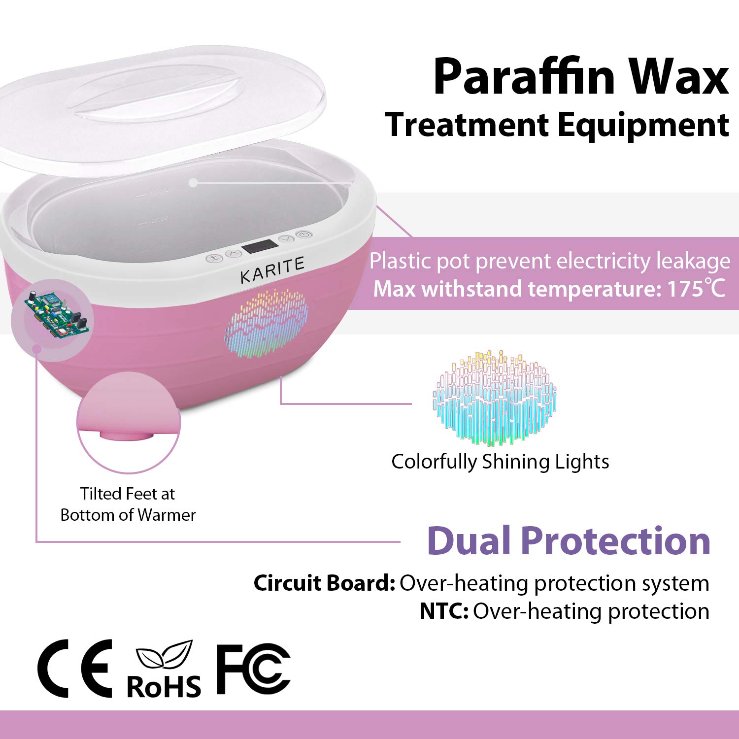 KARITE Paraffin Wax Machine for Hand and Feet, Fast Wax Meltdown Paraffin Bath, 3000ml Large Capacity Paraffin Wax Warmer with 2lb Paraffin Wax Refills & Thermal Mitts for SPA & Arthritis Treatment: Beauty