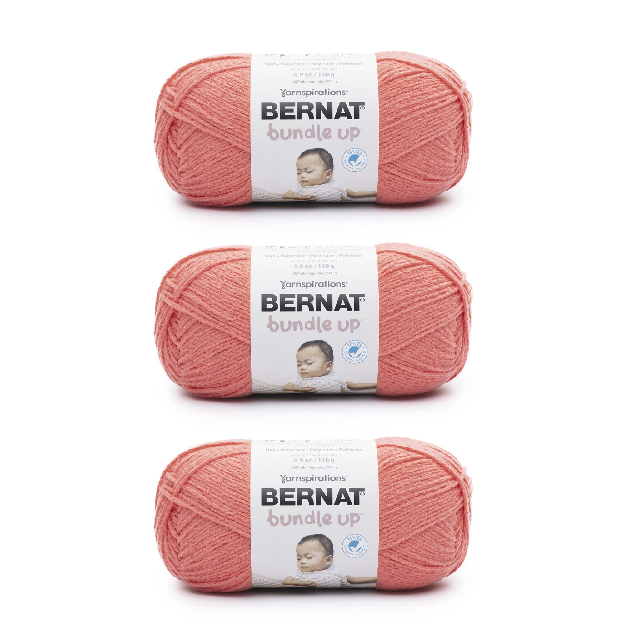 Bernat Bundle Up Red Wagon Yarn - 3 Pack of 141g/5oz - Polyester - 4 Medium (Worsted) - 267 Yards - Knitting/Crochet