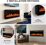 INMOZATA 50 inch Electric Fireplace Wall Mounted Inset Recessed Heater view 2
