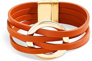 Long tiantian Blue Bracelets for Women Leather Cuff Bracelet for Women Circle Charm Bangle Bracelets Leather Wrap Bracelets Boho Bracelets Multilayer Stackable Bracelets Costume Jewelry for Women