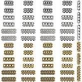 GOMAKERER 60 Pcs 6 Styles 2 Colors Multi Hole Metal Bar Spacers Links, Tibetan Style Rectangle Spacer Bar Link Connectors Multi Strand Separator for Jewelry Making