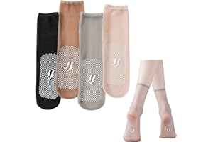 4 Pairs Sheer Ankle Pop Socks for Women, Ultrathin Invisible Crystal Silk Sock, Anti-slip Bottom Silky Breathable Hosier Summ