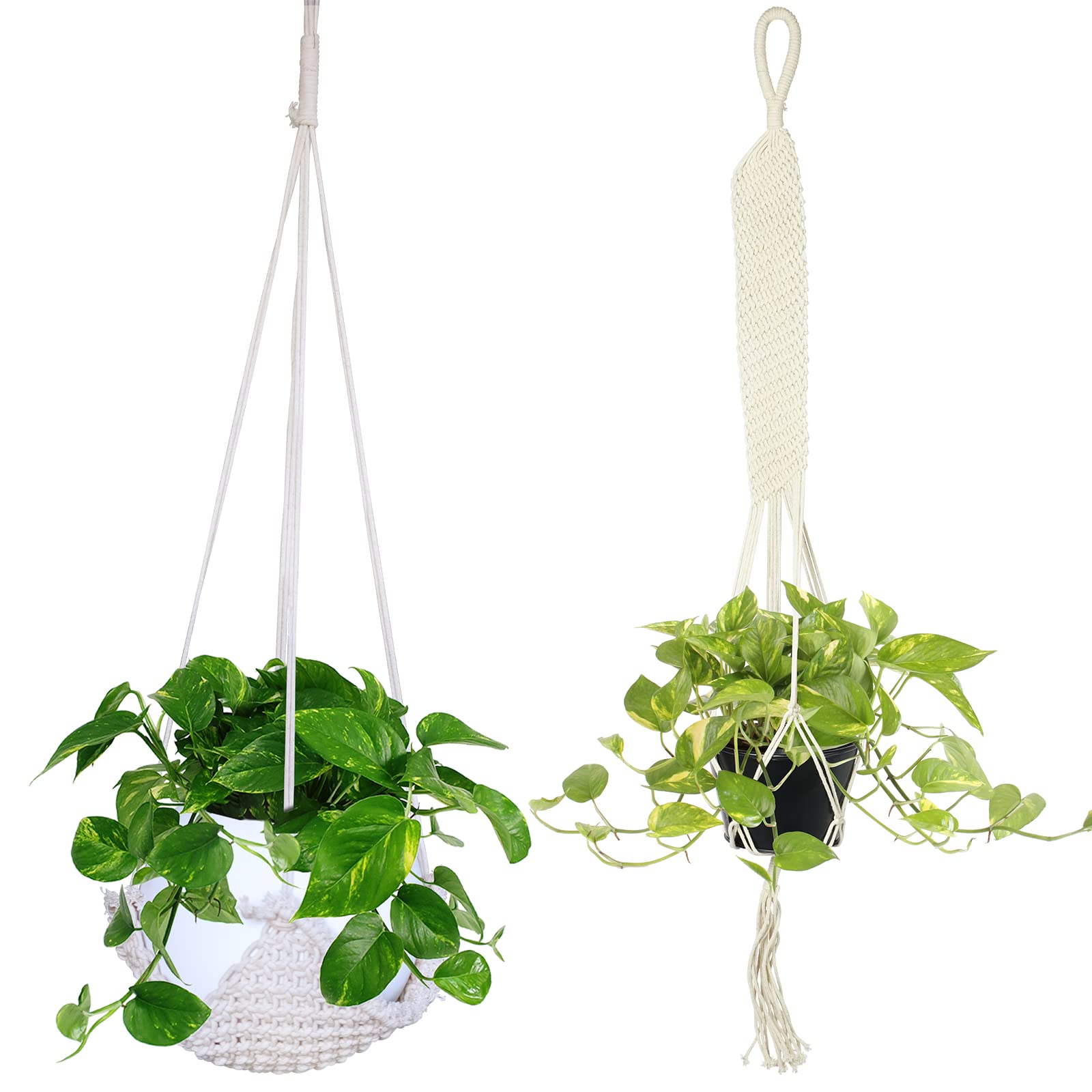 INDI AFFINITY Macrame Plant Hanger Set | Pack Of 2, 100cm Long | For Hanging Plant Pots Indoor & Wall Decor, Hanging Plant Holder, Use For Wall Planters Indoor Hanging Plant