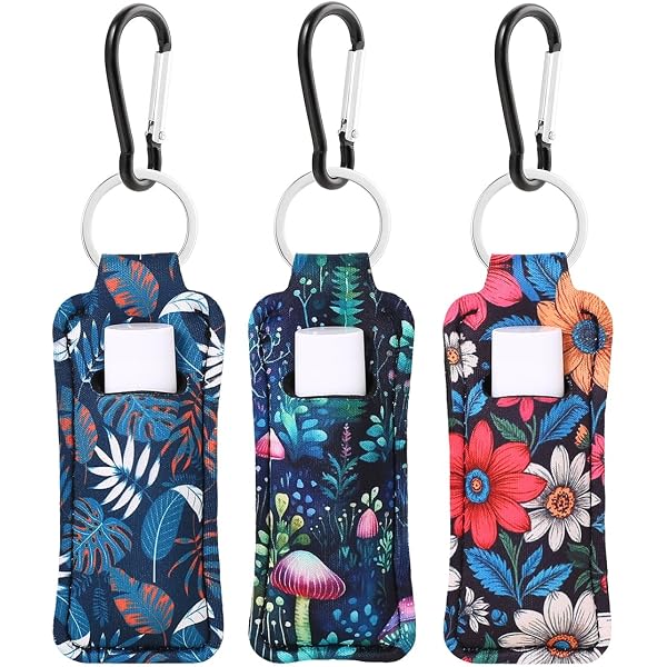 Pseasysky Daisy Lip Balm Holder Keychain - Clip-On Lipstick Sleeve For Women (Stretchy Fabric, 7x3.5cm) - View #5