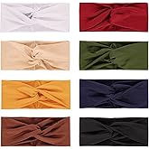DRESHOW 8 Pack Headbands for Women Yoga Knotted Headbands Elastic Criss Cross Hair Accessories Sports Head Wrap Non Slip