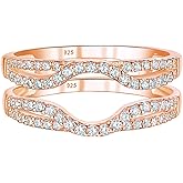 SHELOVES Womens 925 Sterling Silver Engagement Ring Enhancer Round White AAAAA CZ Infinity Wrap Guard Rings Sz 4-13