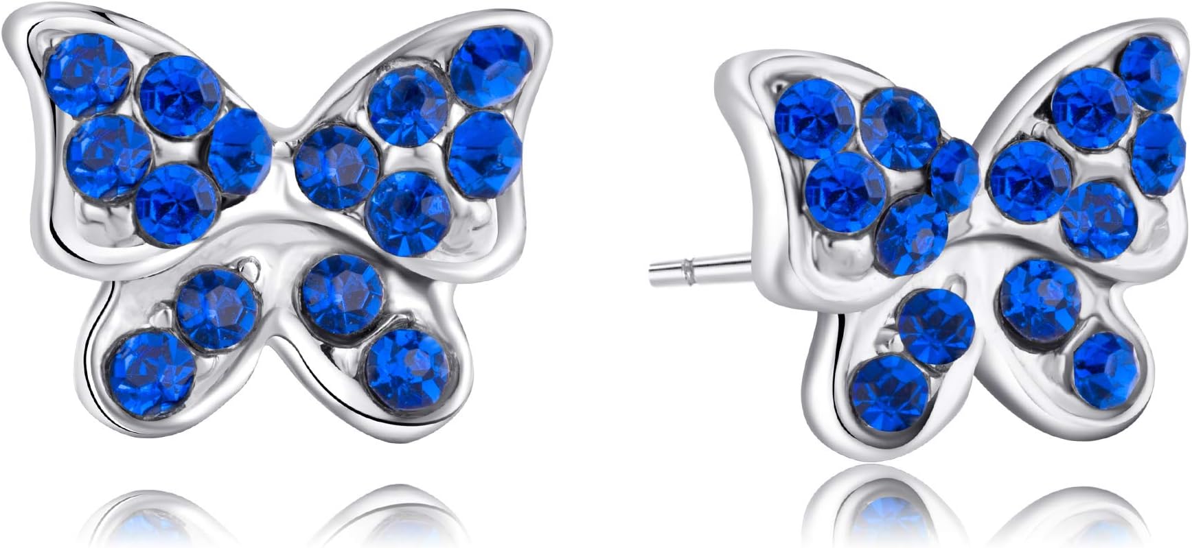 Buyless FashionGirls Butterfly Stud Earrings - Hypoallergenic Stainless Steel with Sparkling Zirconia