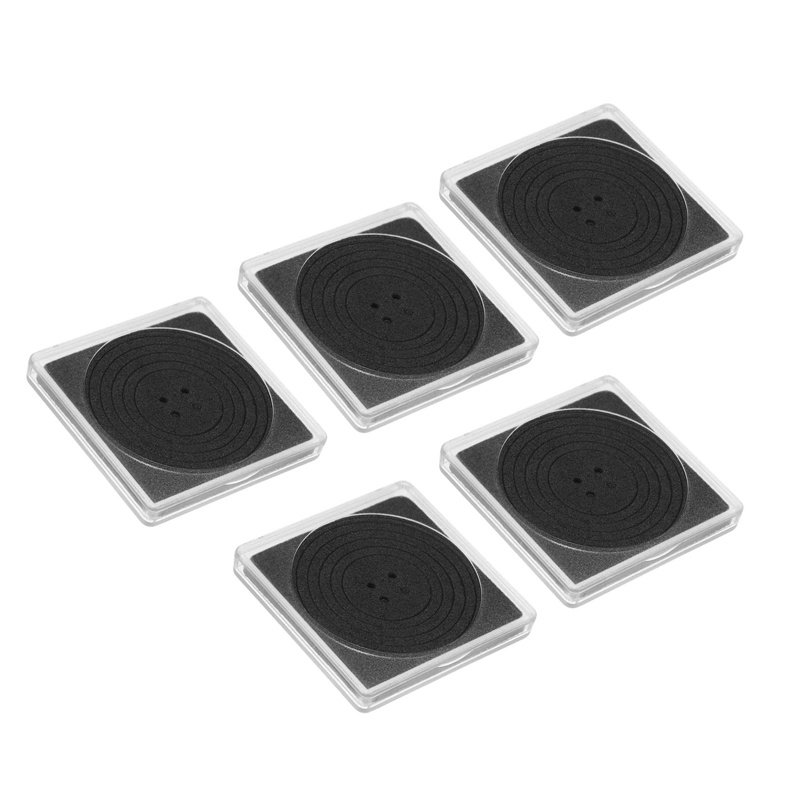 PATIKIL Coin Snap Holder, 5 Pack Coin Collection Case Square with Foam Gasket Coins Display Box Fit 19/24/29/34/39mm Coins for Collector Collection Supplies, Clear Black