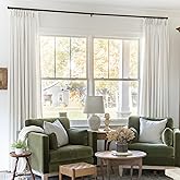 TWOPAGES 52 W x 96 L inch Pinch Pleated Light Filtering Curtain Linen Textured Unlined Drapes for Living Room Bedroom Indoor 