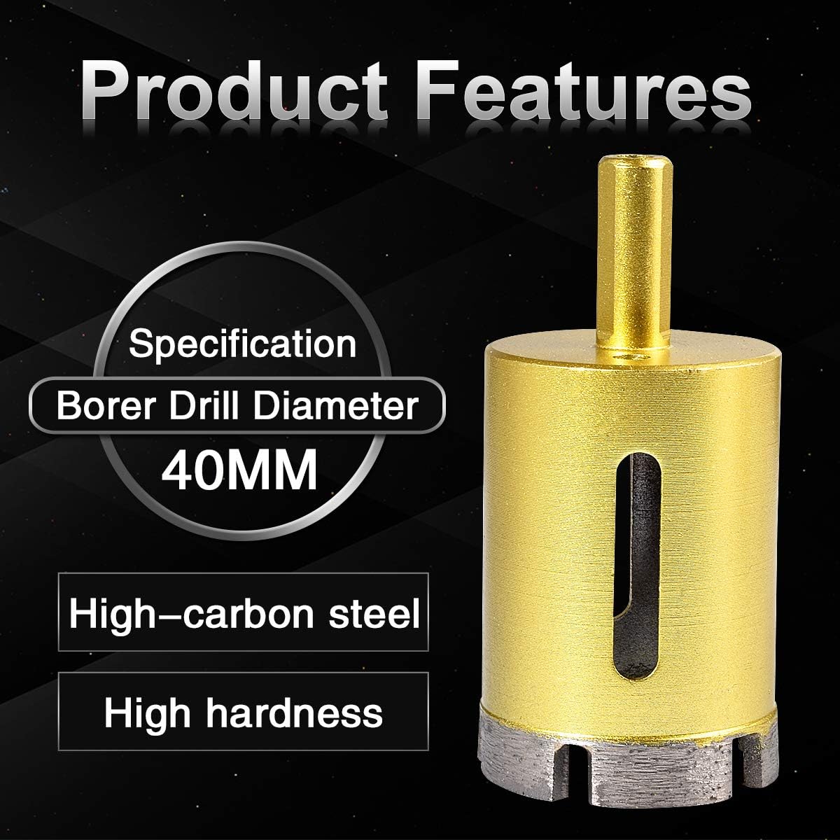 KATUR 40mm Dia Diamond Hole Saw Drill Bit, Slate Porcelain Marble