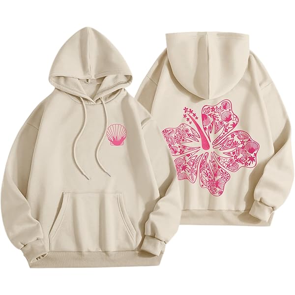Amazon.com: Lubpow Cute Pink Flower Hoodie for Woman Preppy