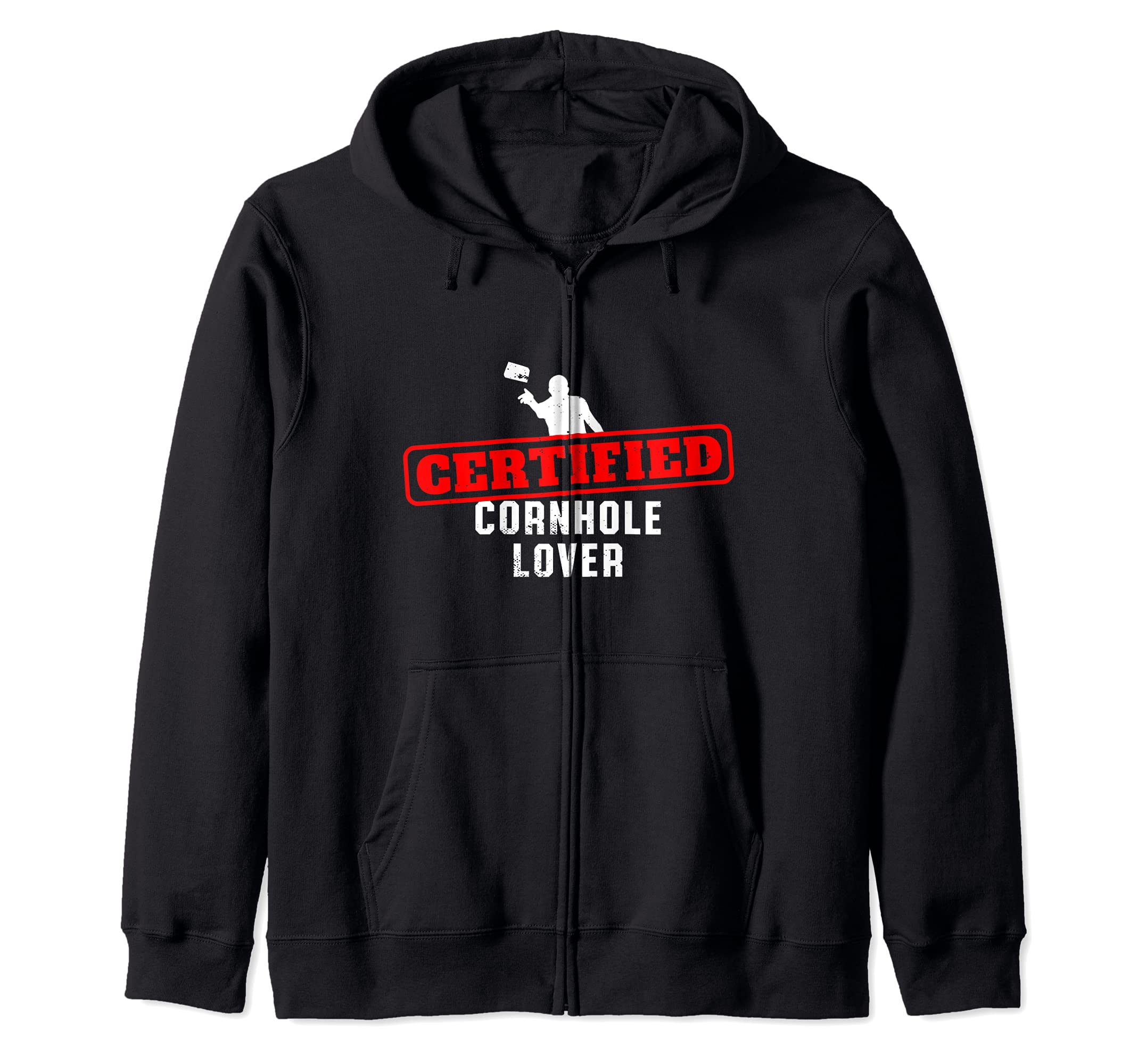 Certified Cornhole Lover Retro Vintage Team Tournament Zip Hoodie