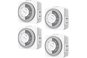 G-Homa Timers for Electrical Outlets 4 Packs,24 Hour Indoor Plug-in Mechanical Timer,30 Minute Intervals, Daily On/Off Cycle,1 Polarized Outlet, for Grow Light,Christmas Lights, Lamps (ETL Listed)