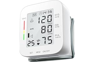 FOTOSY Blood Pressure Monitors for Home Use Voice Broadcast Blood Pressure Monitor Wrist Blood Pressure Machine Digital Blood Pressure Cuff 2x99 Readings with Carrying Case White