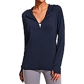 COOrun Women's UPF 50+ Sun Protection Hoodie Jackets Full Zip Long Sleeve Active Shirts Outdoor Hiking Running
