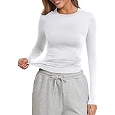 PALINDA Crew Neck Fitted Shirts for Women Basic Casual Long Sleeve T Shirts Going Out Tops Sexy Y2K Tees