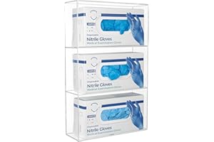 Aphbrada Triple Glove Box Holder Glove Dispenser Wall Mount, Acrylic Disposable Gloves Rack for Medical Latex Rubber Nitrile Exam Glove Boxes, Plastic Bags Holder Tissues Box Cover, Clear