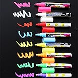 8 Pack Chalk Pens & Markers Glass & Window Pens Dry Erase with Reversible Bullet & Chisel Tip Fluorescent Markers Highlighter