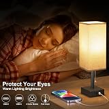 Aooshine Bedside Lamps Set of 2 with USB Ports Grey Shade 3-Color Modes view 4
