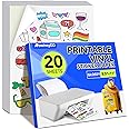 20 PCS Printable Vinyl Sticker Paper for inkjet printer & Laser Printer,Standard Letter Size 8.5"x11",Waterproof Sticker Paper Dries Quickly Vivid Colors,Matte White