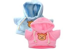 Bear Clothes for 6-8inch Stuffed Bears 2Pcs Hooded Cute Stuffed Animal Clothes Cartoon DIY Decorative for Animals