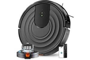 MBYULO Robot Vacuum and Mop Combo, Robotic Vacuum Cleaner 5000Pa Strong Suction 130 Mins Runtime, Slim, Low Noise, Automatic Self-Charging, Wi-Fi/App/Alexa Control, Ideal for Hard Floor, Carpet, Pet Hair