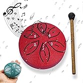 Steel Tongue Drum - 3 Inch 6 Note Rain Drum for Garden, Waterproof Outdoor Symphony (Red)