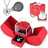 Preserved Red Forever Rose Heart Necklace Gift Box, Eternal Flowers "I Love You" Projection Jewelry for Women, Romantic Christmas Valentines Day Anniversary Birthday Gift for Her(Wife Girlfriend Mom)