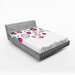 Ambesonne Christmas Fitted Sheet, Colorful Graphic