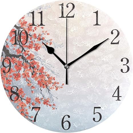 Amazon 掛け時計 置き時計 壁掛け時計 時計 壁掛け 和風 水墨画 日本 桜 さくら 連続秒針 リビング おしゃれ 北欧 部屋装飾 部屋飾り プレゼント ギフト 贈り物 置き時計 掛け時計 オンライン通販